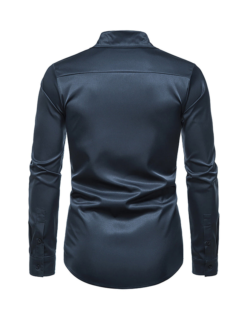 Men's Solid Color Classic Button Up Long Sleeve Casual Shirt
