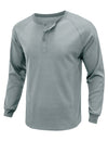 Men's  Solid Color Henry Collar Long Sleeve Casual T-Shirt