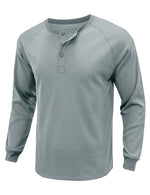 Men's  Solid Color Henry Collar Long Sleeve Casual T-Shirt