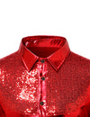 Men's Luxury Shiny Button Up Tuxedo Costume Long Sleeve Party Dress Shirt