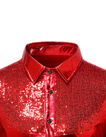 Men's Luxury Shiny Button Up Tuxedo Costume Long Sleeve Party Dress Shirt