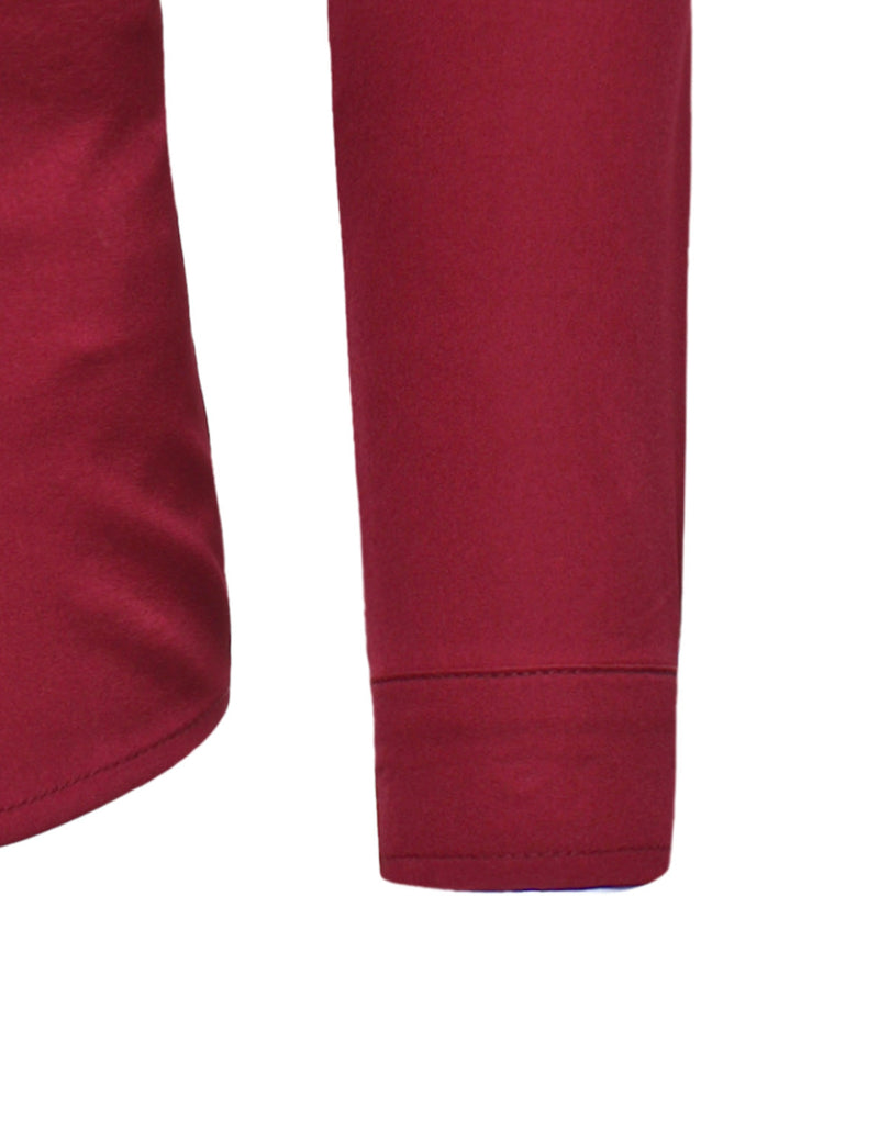 Men's Stand Collar Long Sleeve Button Up Slim Fit Casual Shirt