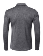 Men's Casual Solid Color Long Sleeve Polo Shirt