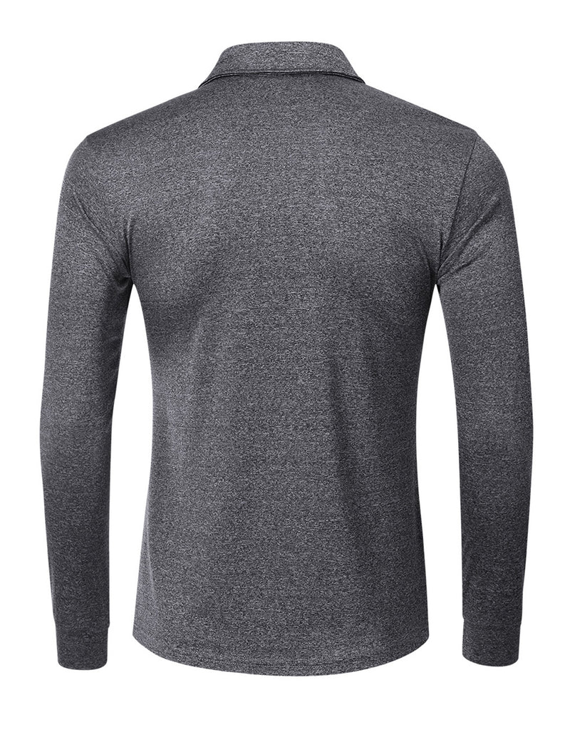 Men's Casual Solid Color Long Sleeve Polo Shirt