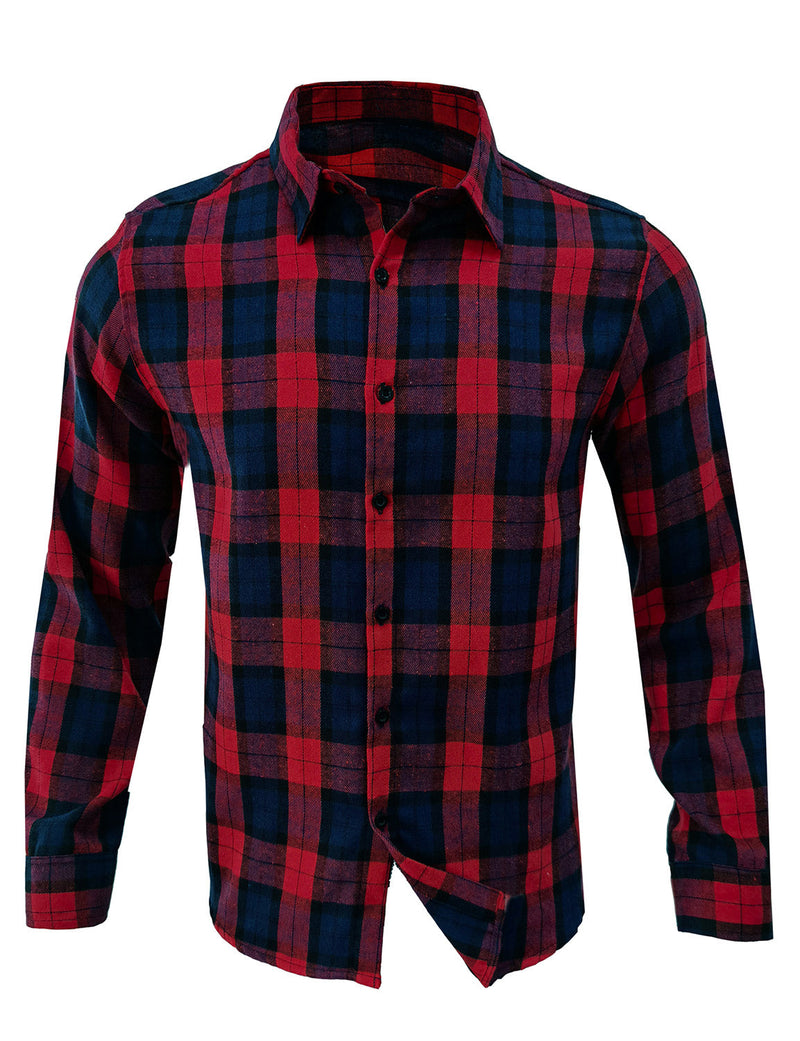 Men's Classic Plaid Vintage Button Up  Long Sleeve Shirt