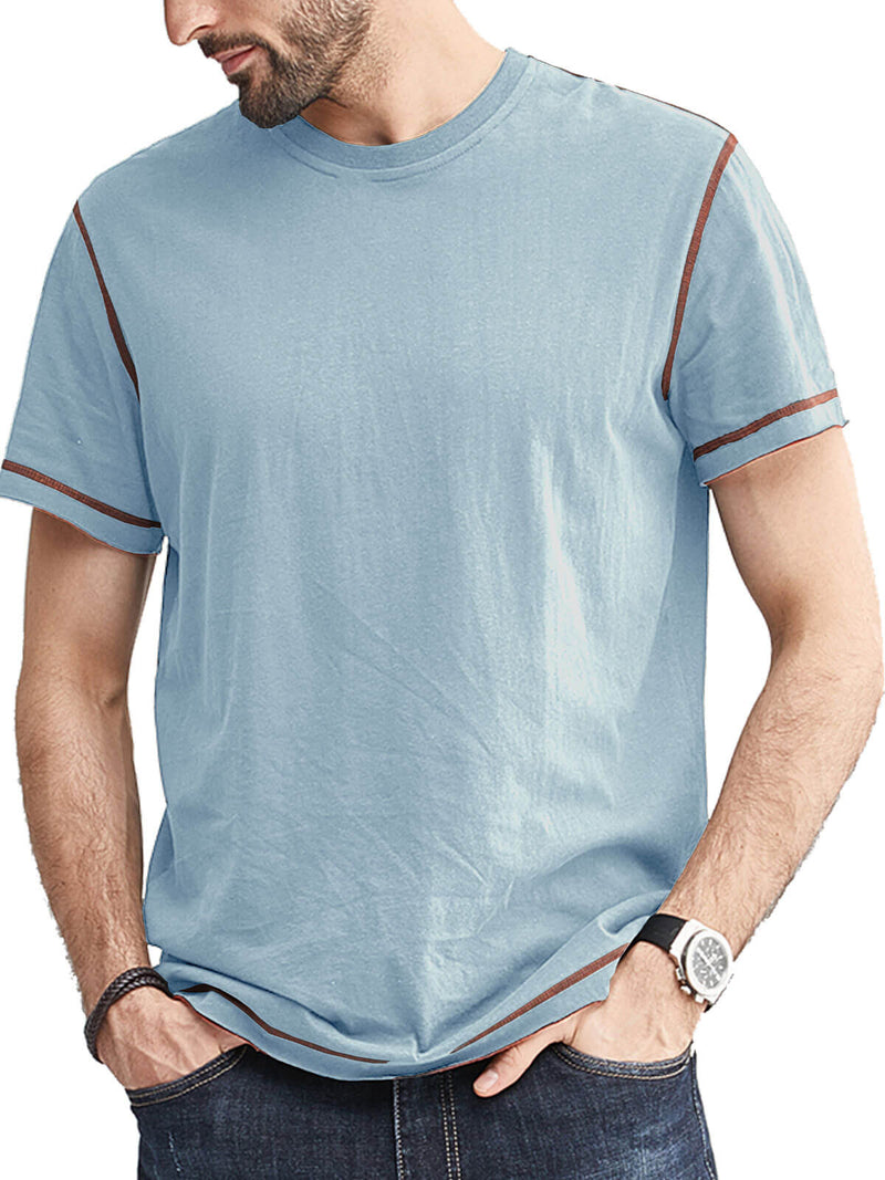 Men's Cotton Solid Color Round Neck Regular Fit Short Sleeve T-Shirt