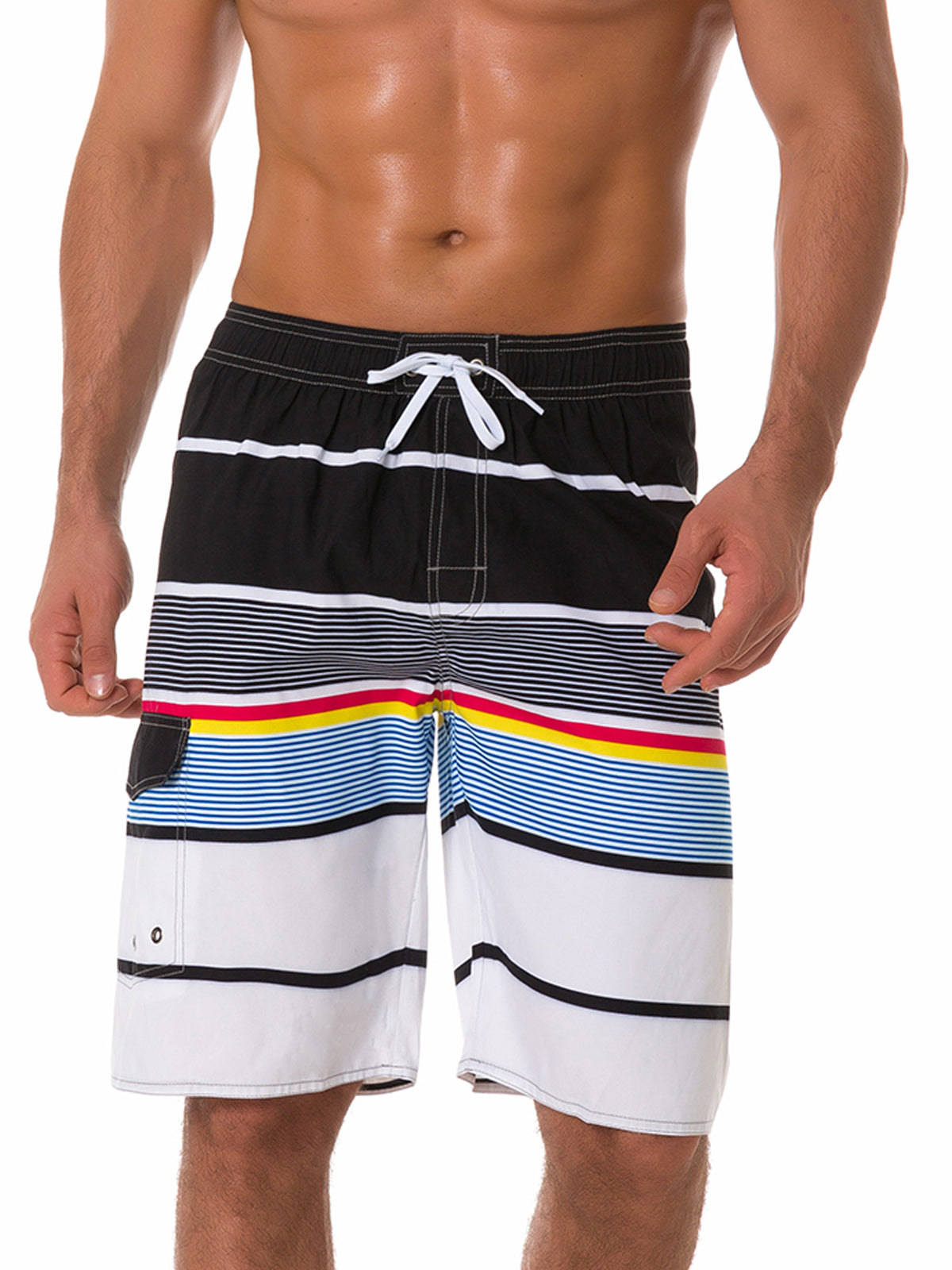 Men's Casual Multicolor Striped Summer Shorts Swimming Trunks