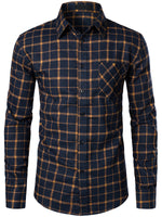 Men's Button Up Regular Fit Long Sleeve Plaid Flannel Casual Shirts