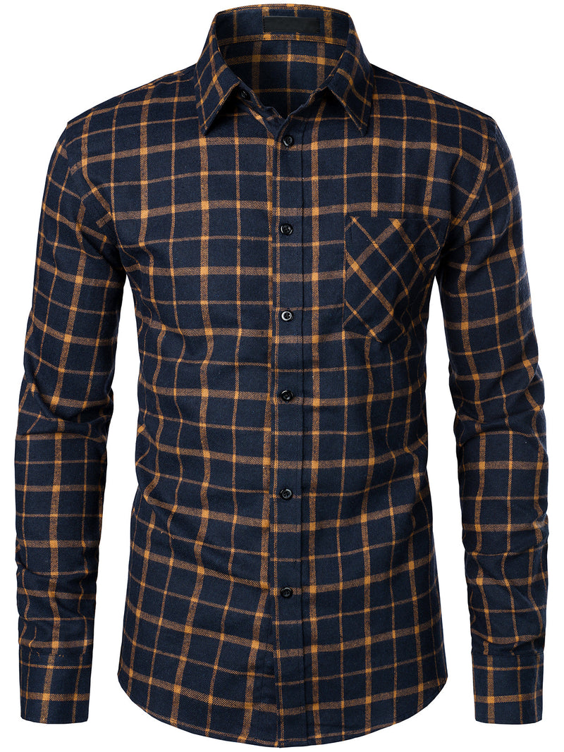 Men's Button Up Regular Fit Long Sleeve Plaid Flannel Casual Shirts