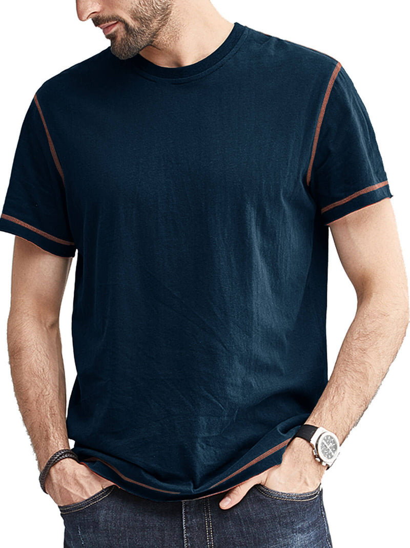 Men's Cotton Solid Color Round Neck Regular Fit Short Sleeve T-Shirt