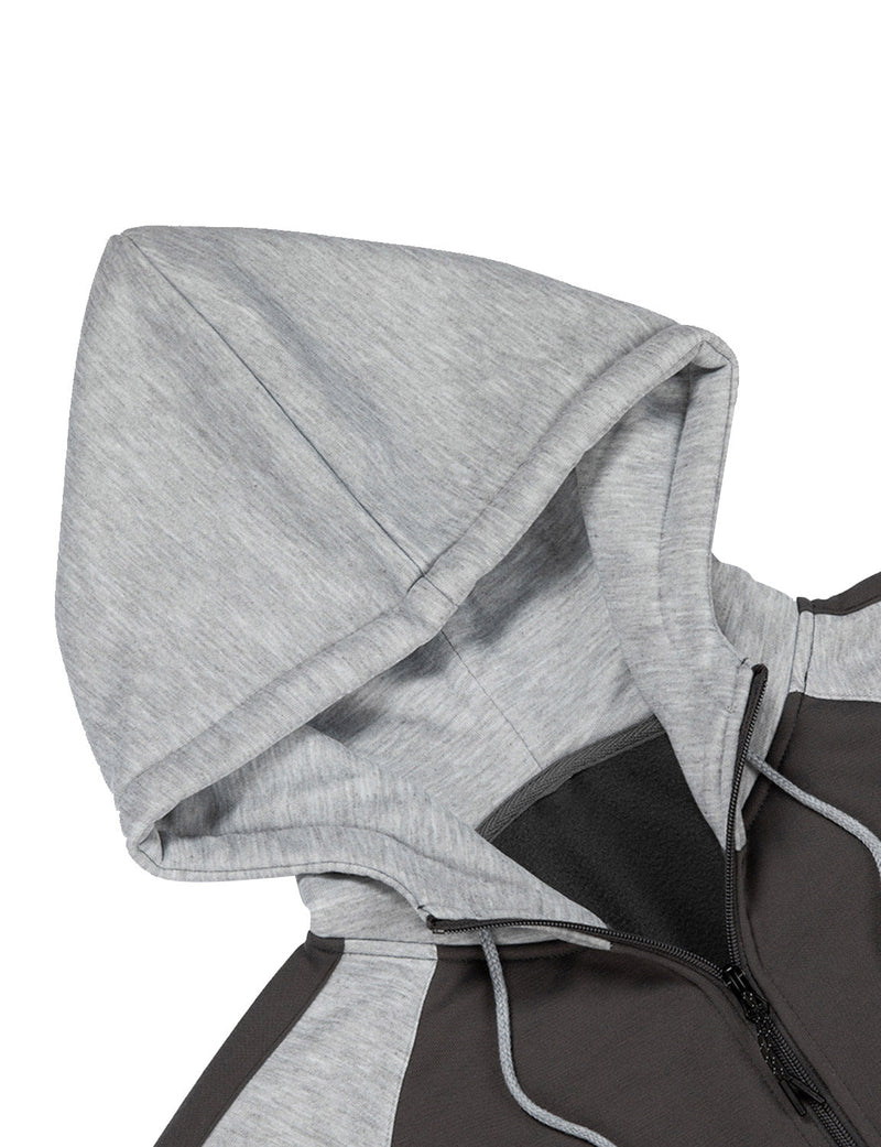 Men's Color Block Long Sleeve Casual Fall Winter Full-Zip Hoodie Zip Sweatshirt