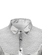 Men's Button Up Luxury Shiny Tuxedo Party Costume Long Sleeve Dress Shirt