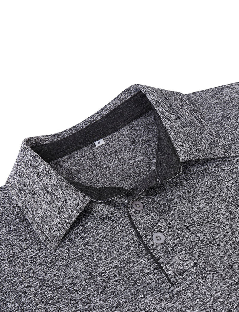 Men's Casual Solid Color Long Sleeve Polo Shirt