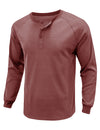 Men's  Solid Color Henry Collar Long Sleeve Casual T-Shirt