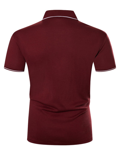 Men's Cotton Casual Solid Color Short Sleeve Polo Shirt