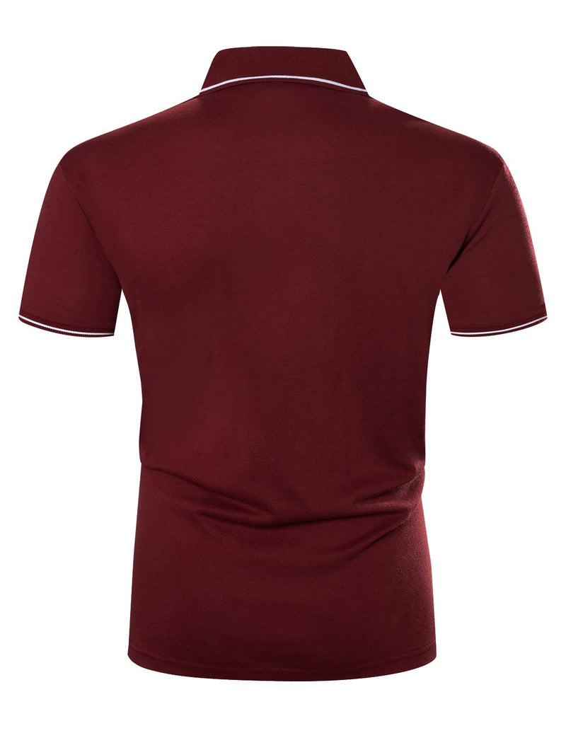 Men's Cotton Casual Solid Color Short Sleeve Polo Shirt