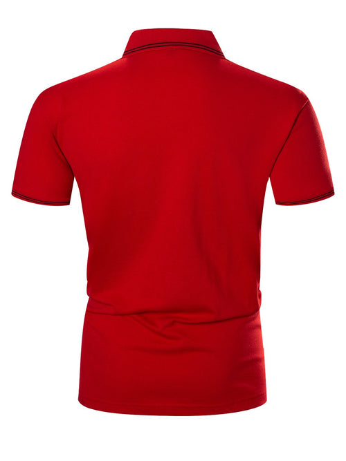 Men's Cotton Casual Solid Color Short Sleeve Polo Shirt