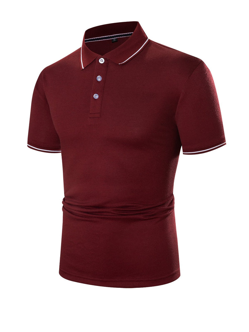 Men's Cotton Casual Solid Color Short Sleeve Polo Shirt