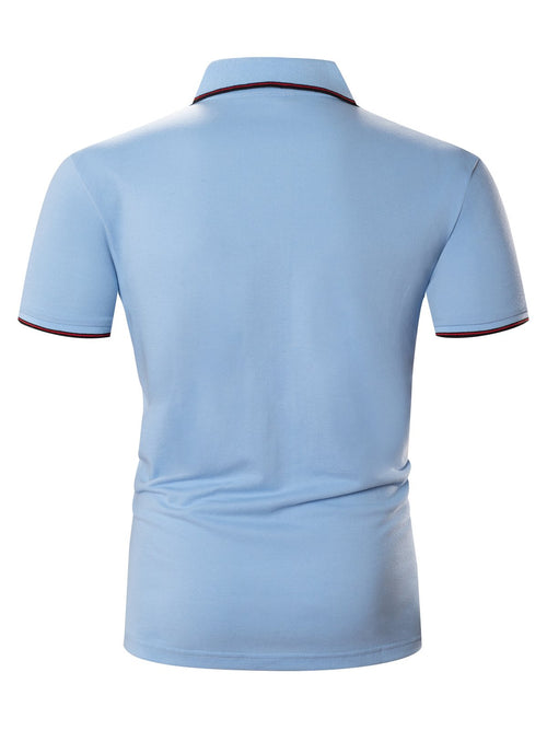 Men's Cotton Casual Solid Color Short Sleeve Polo Shirt