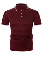 Men's Cotton Casual Solid Color Short Sleeve Polo Shirt