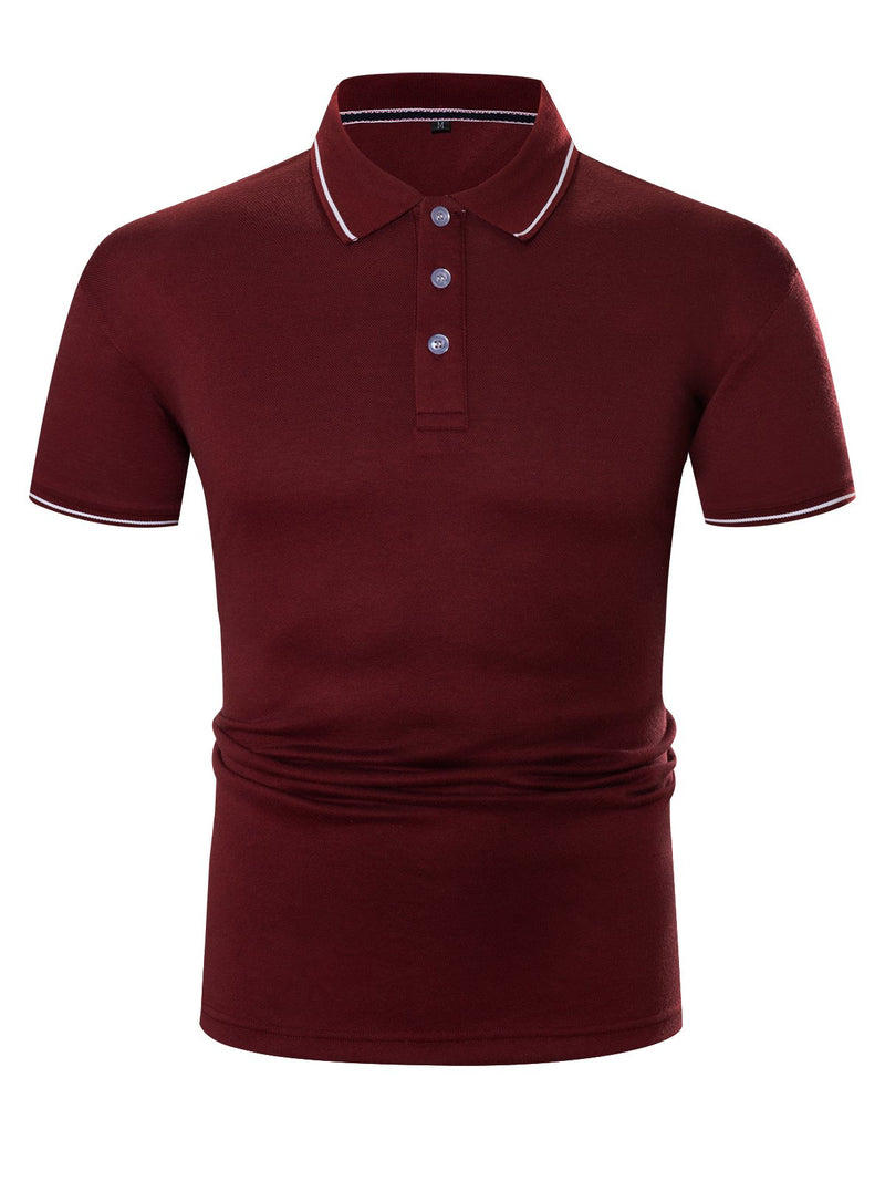 Men's Cotton Casual Solid Color Short Sleeve Polo Shirt