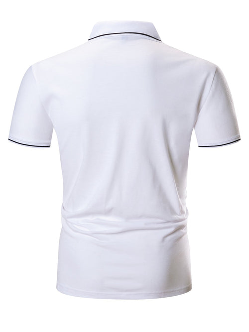 Men's Cotton Casual Solid Color Short Sleeve Polo Shirt