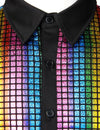 Men's Dress Shirt Sequins Button Down Shirts Disco Party Costume