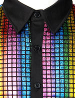 Men's Dress Shirt Sequins Button Down Shirts Disco Party Costume