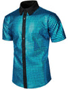 Men's Dress Shirt Sequins Button Down Shirts Disco Party Costume