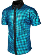 Men's Dress Shirt Sequins Button Down Shirts Disco Party Costume