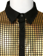 Men's Dress Shirt Sequins Short Sleeves Button Down Shirts Disco Party Costume