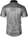 Men's Dress Shirt Sequins Short Sleeves Button Down Shirts Disco Party Costume