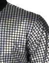 Men's Dress Shirt Sequins Short Sleeves Button Down Shirts Disco Party Costume