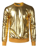 Metallic Gold Shiny Shirts Nightclub Styles Hoodies