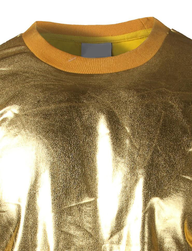 Metallic Gold Shiny Shirts Nightclub Styles Hoodies