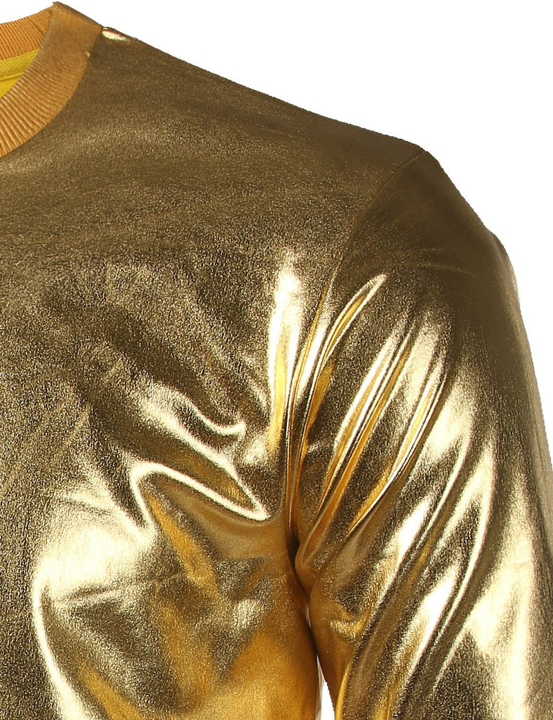 Metallic Gold Shiny Shirts Nightclub Styles Hoodies