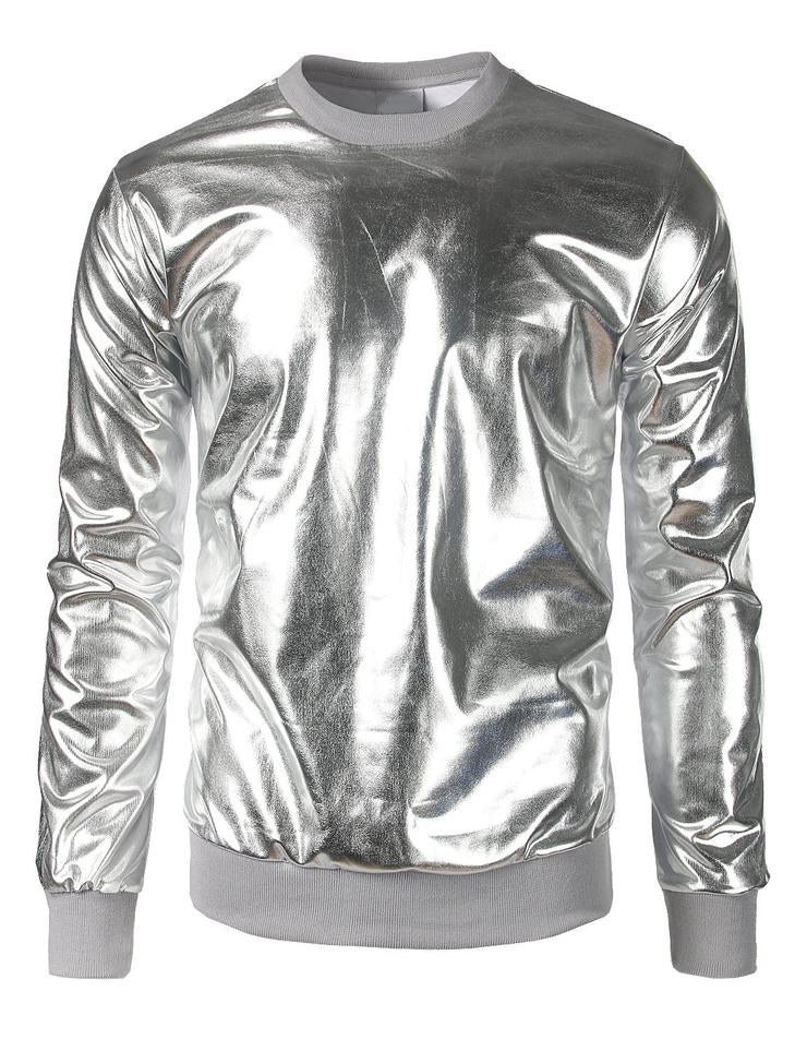 Metallic Gold Shiny Shirts Nightclub Styles Hoodies
