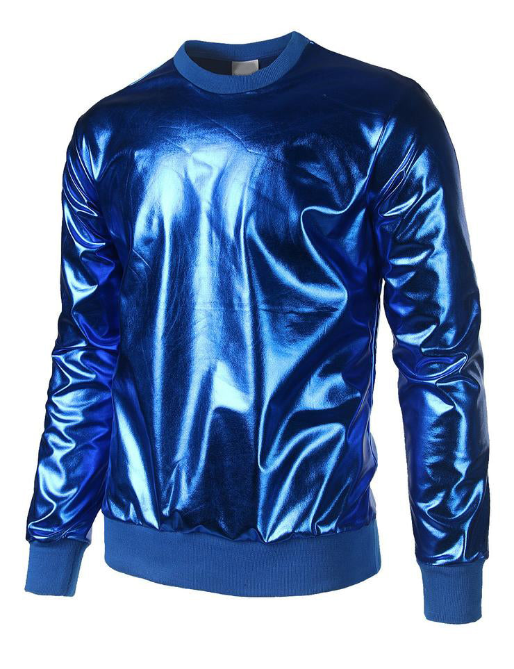 Metallic Gold Shiny Shirts Nightclub Styles Hoodies