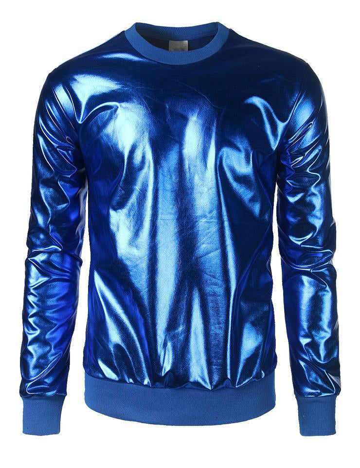 Metallic Gold Shiny Shirts Nightclub Styles Hoodies