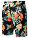 Men's Flower Flat Front Casual Aloha Hawaiian Shorts pants
