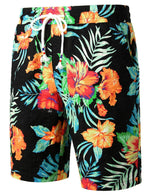 Men's Flower Flat Front Casual Aloha Hawaiian Shorts pants