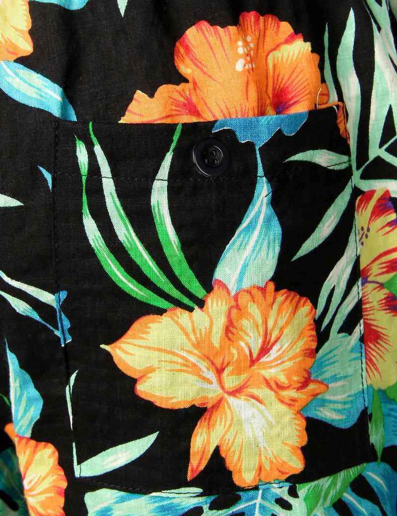 Men's Flower Flat Front Casual Aloha Hawaiian Shorts pants