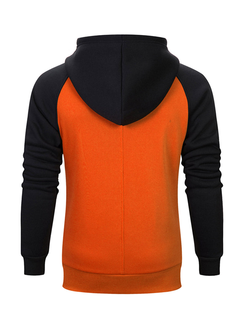 Men's Color Block Long Sleeve Pullover Hoodie With Pocket