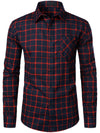 Men's Button Up Regular Fit Long Sleeve Plaid Flannel Casual Shirts