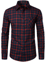 Men's Button Up Regular Fit Long Sleeve Plaid Flannel Casual Shirts
