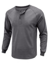 Men's  Solid Color Henry Collar Long Sleeve Casual T-Shirt