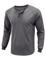 Men's  Solid Color Henry Collar Long Sleeve Casual T-Shirt
