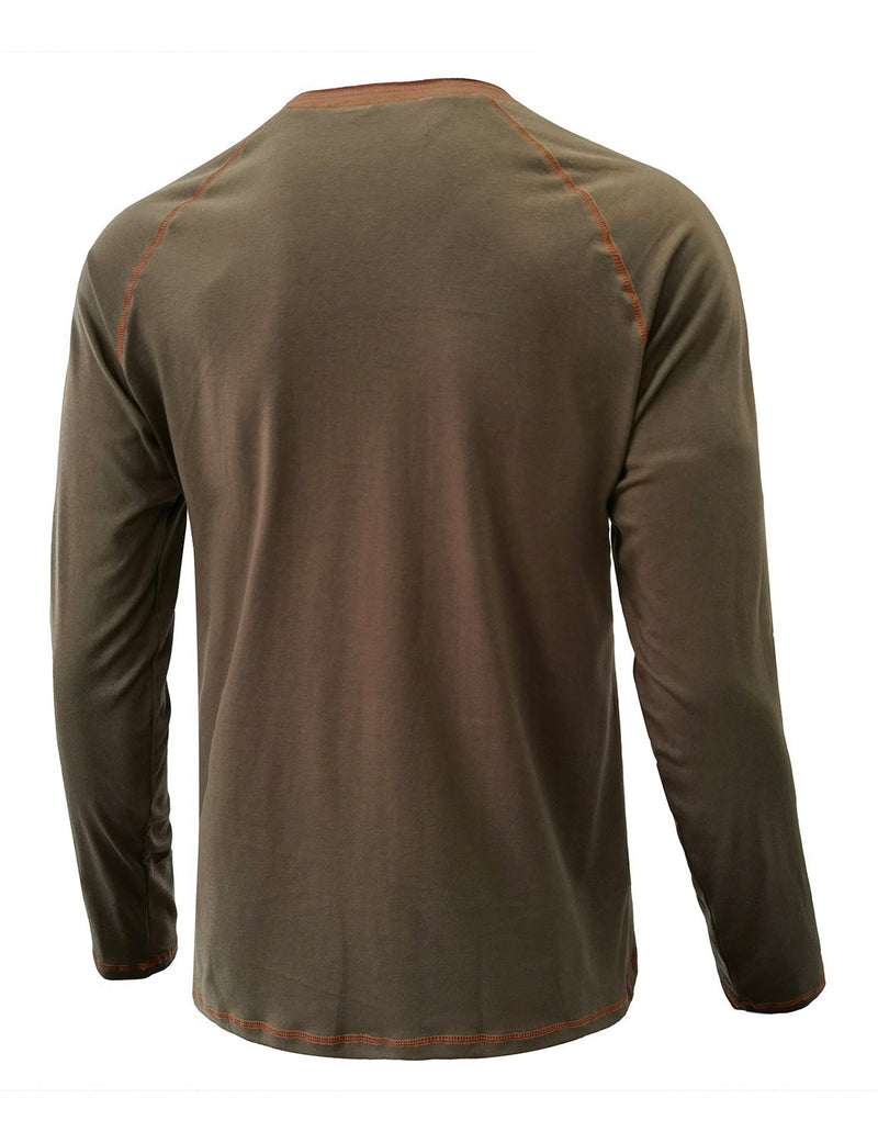 Men's Henry Collar Casual  Solid Color Long Sleeve T-Shirt