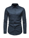 Men's Solid Color Classic Button Up Long Sleeve Casual Shirt