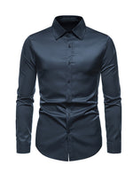 Men's Solid Color Classic Button Up Long Sleeve Casual Shirt